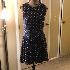 Madison Jules navy dotted over lace mini dress